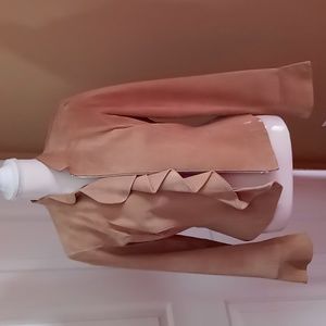 Margaret Godfrey Tan Suede Ruffled Zip Jacket